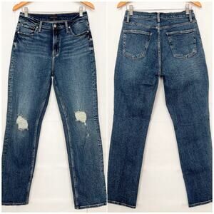 Silver Jeans High Rise 90's Boyfriend Jean Relaxed Ripped Knees Size 29 Blue